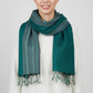 Fair Trade Pencil Striped-frame Handwoven Bamboo Viscose Scarf - Pine Green, Sustainable Ethical Fashion