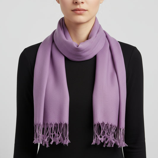 Fair Trade Solid Ethically Handwoven Bamboo Viscose Scarf - Lilac purple