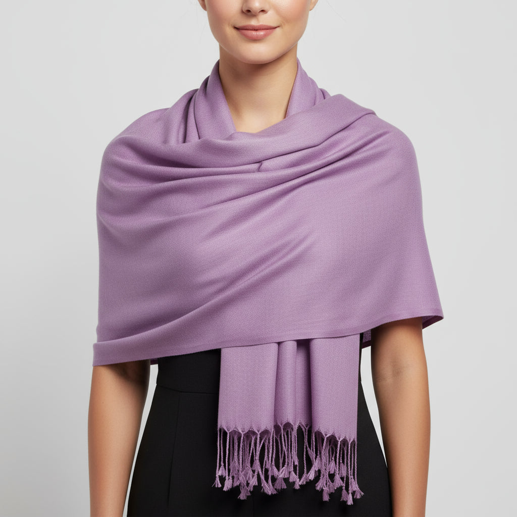 Fair Trade Solid Ethically Handwoven Bamboo Viscose Scarf - Lilac