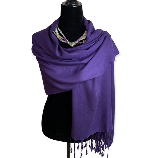 Solid Handwoven Scarf - Purple