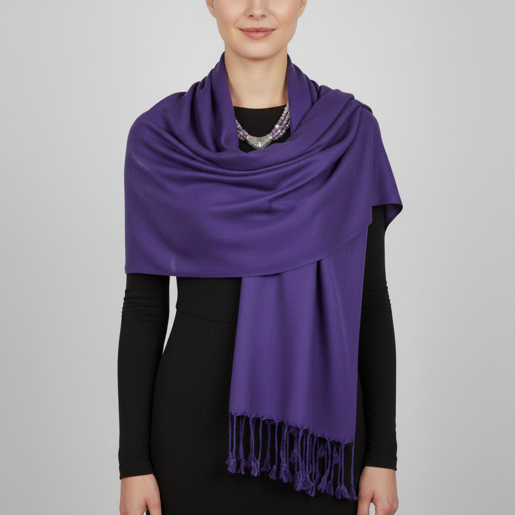 Handwoven purple viscose rayon scarf, fair trade handmade, ethical fashion