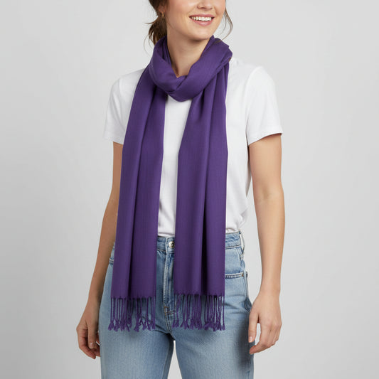 Handwoven purple viscose rayon scarf, fair trade handmade, ethical fashion