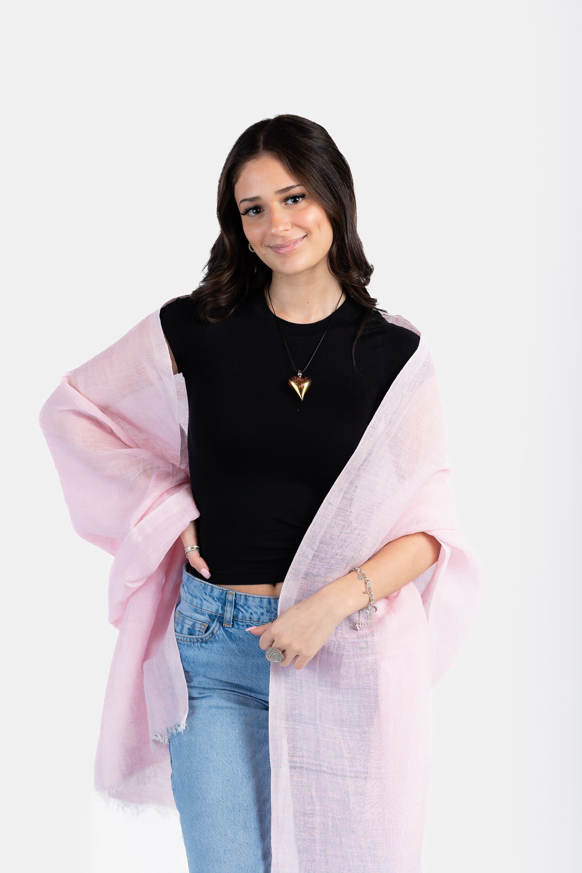 Delicate Pink Linen Handwoven Scarf – Dandarah