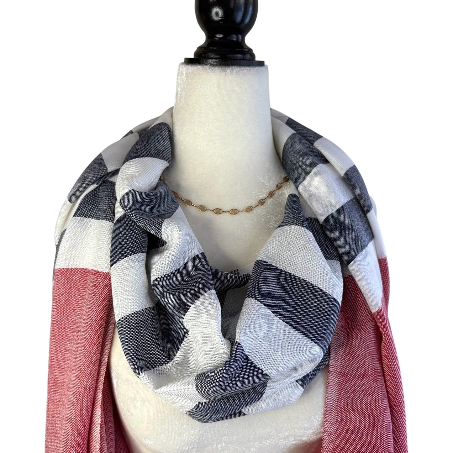 Handwoven Nautical Stripe with Red Band Scarf