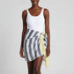 Ethically Handwoven Nautical Stripe with Yellow Band Scarf or beach sarong, sustainably handmade, fair trade