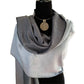 Reversable Diamond Handwoven Bamboo Viscose Shawl - Silver