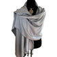 Reversable Diamond Handwoven Bamboo Viscose Shawl - Silver