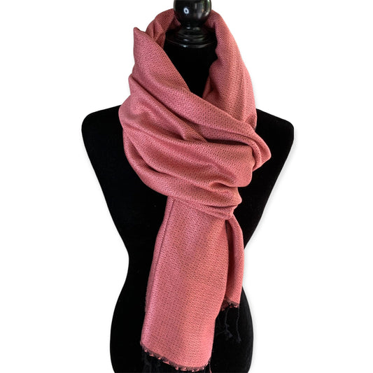 Double-faced Diamond Handwoven Bamboo Viscose Shawl - Pink