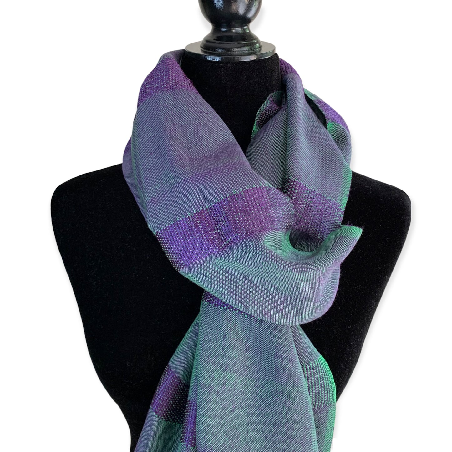 Helyat Handwoven Bamboo Viscose Scarf - Green & Mauve