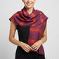 Fair Trade Helyat Handwoven Bamboo Viscose Scarf - Variegated Wine, Sustainable Fashion, Ethically Handmade, Striped