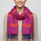 Fair Trade Striped Helyat Handwoven Scarf Fuchsia & Blue, Ethically Handmade, Sustainable Fashion