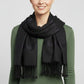 Fair Trade Striped Helyat Handwoven Scarf Black, Ethically Handmade, Sustainable Fashion