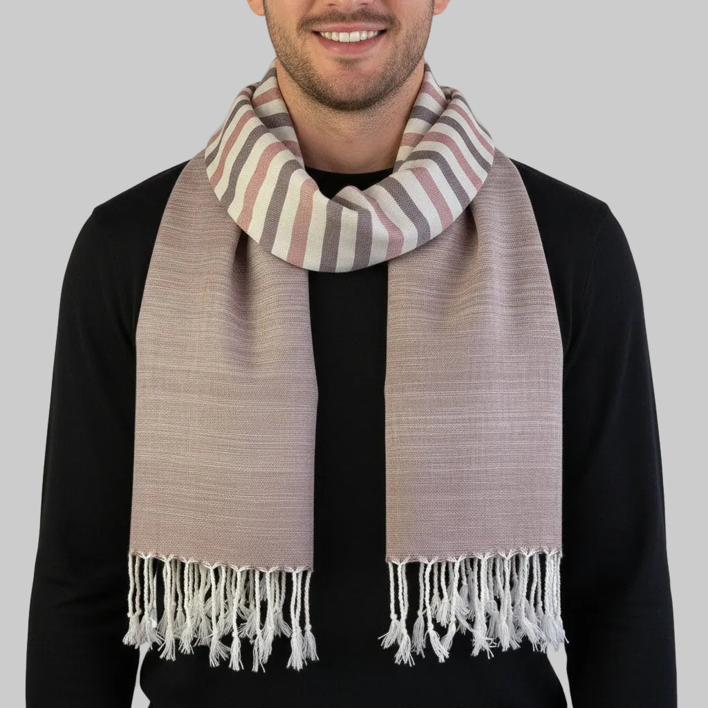 Handwoven Horizontal Stripes Scarf - Sand Dunes