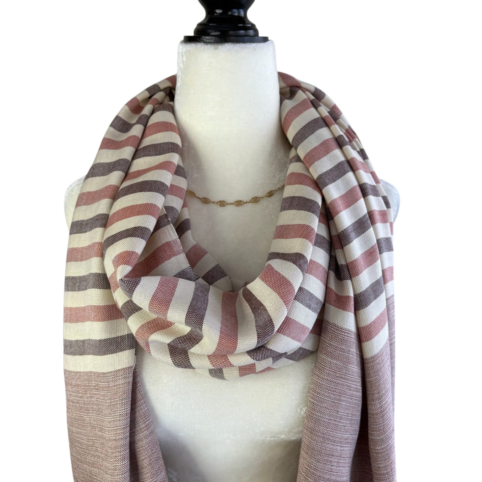 Handwoven Horizontal Stripes Scarf - Sand Dunes