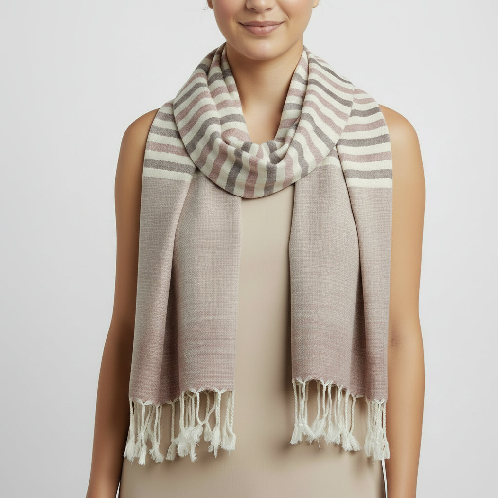 Handwoven Horizontal Stripes Scarf - Sand Dunes