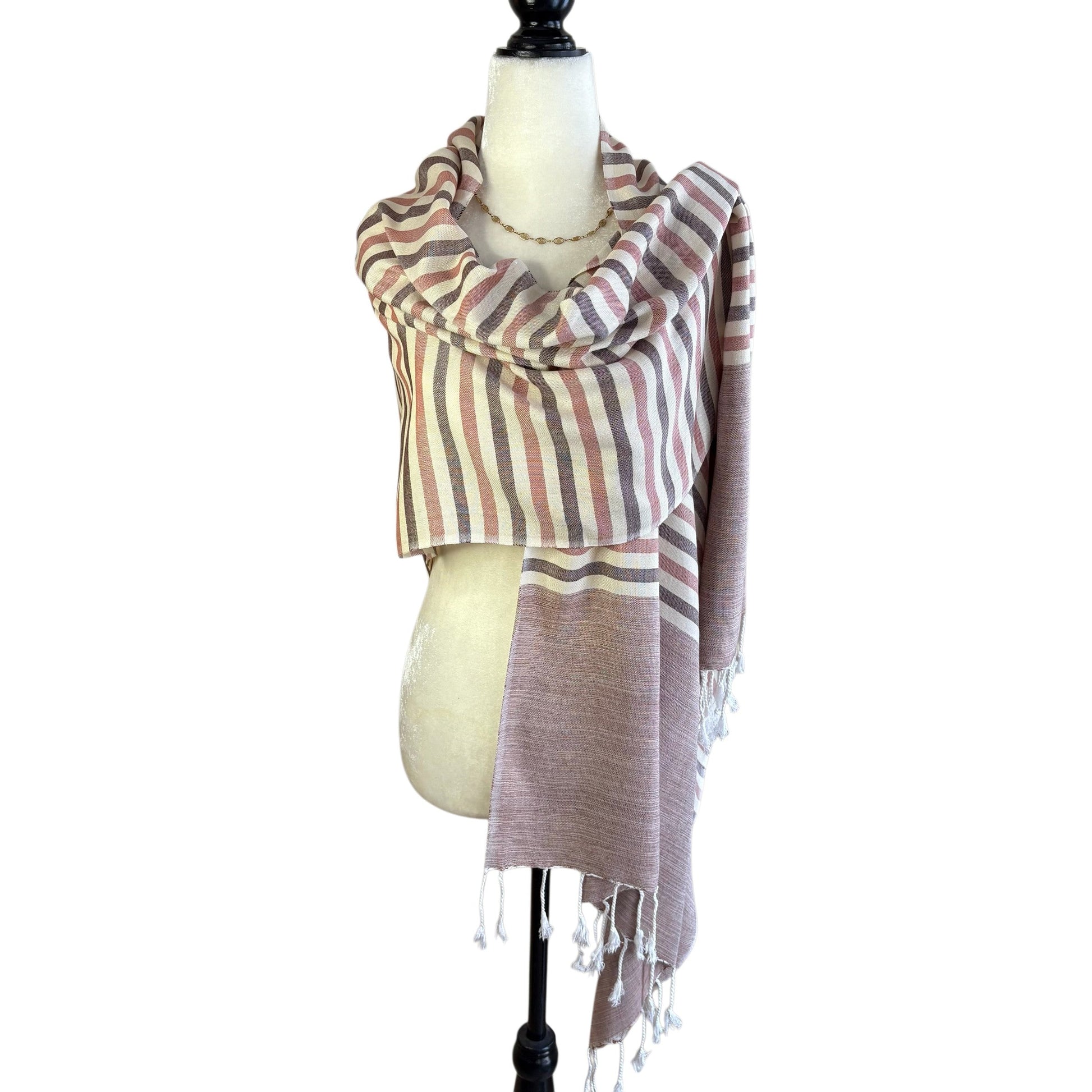 Handwoven Horizontal Stripes Scarf - Sand Dunes