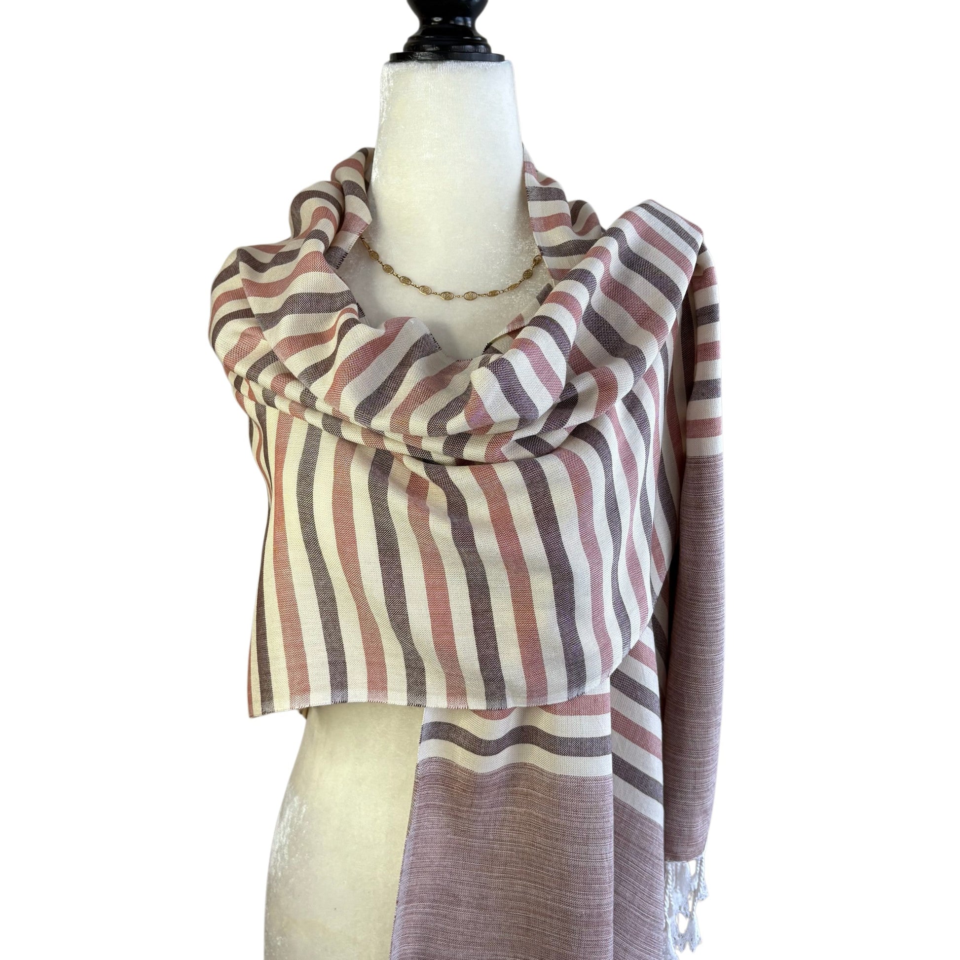 Handwoven Horizontal Stripes Scarf - Sand Dunes