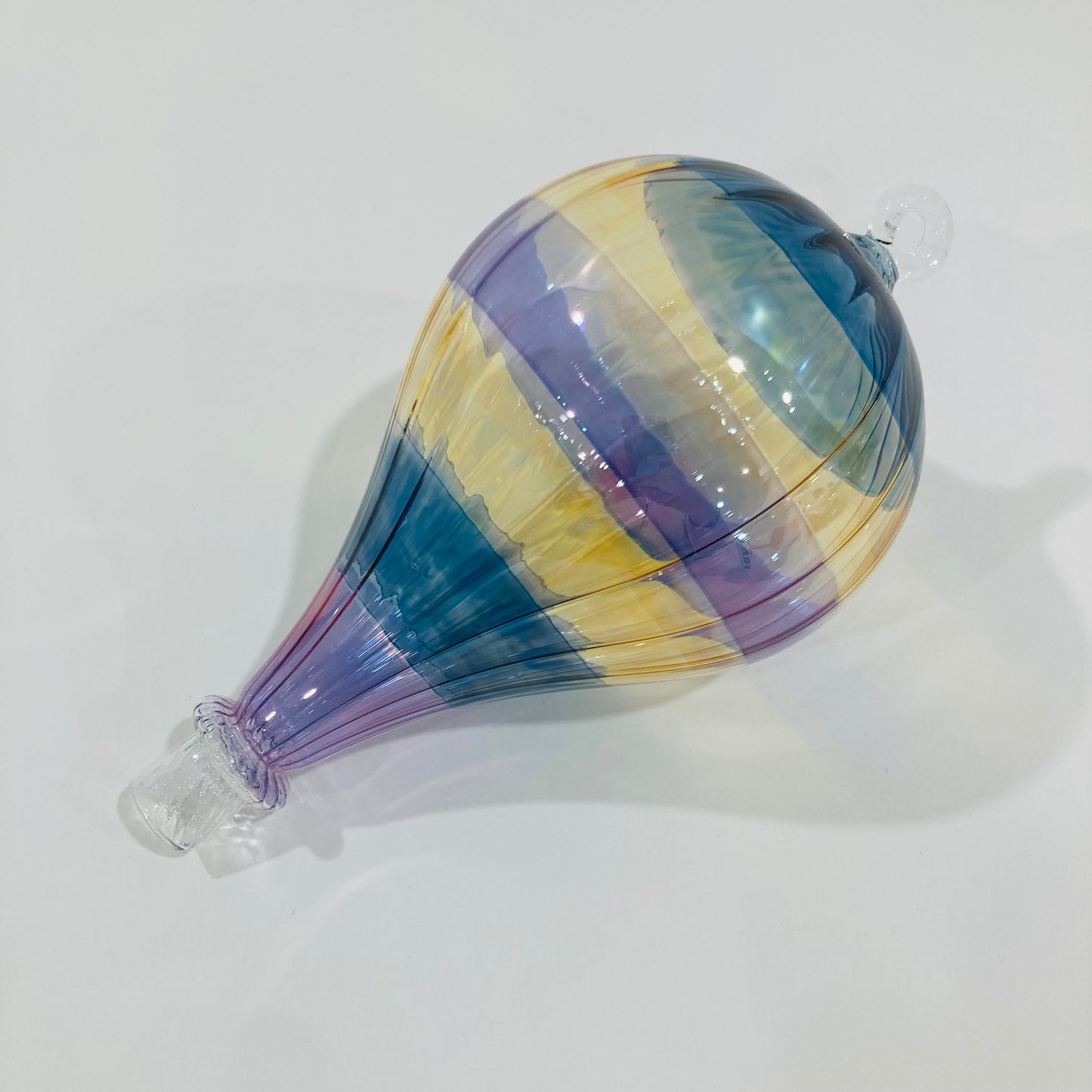 Blown Glass Ornament - Hot Air Balloon Shades of Purple