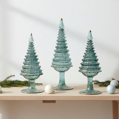Fair Trade Handblown Glass Tabletop Christmas Tree - Blue Spruce