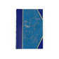 Handcrafted journal notebook with blue leather and marbled paper cover, fair trade