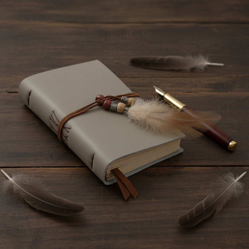 Handcrafted Soft Cover Leather Journal Gray - Cruelty-Free