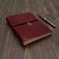 Dandarah handcrafted soft cover red leather notebook with decorative tree of life charm, fair trade, ethically handmade
