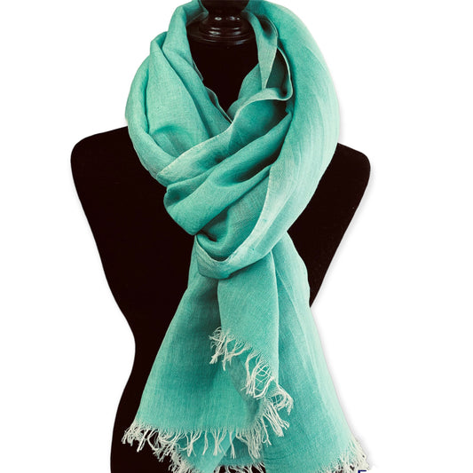 Handwoven Linen Scarf - Teal