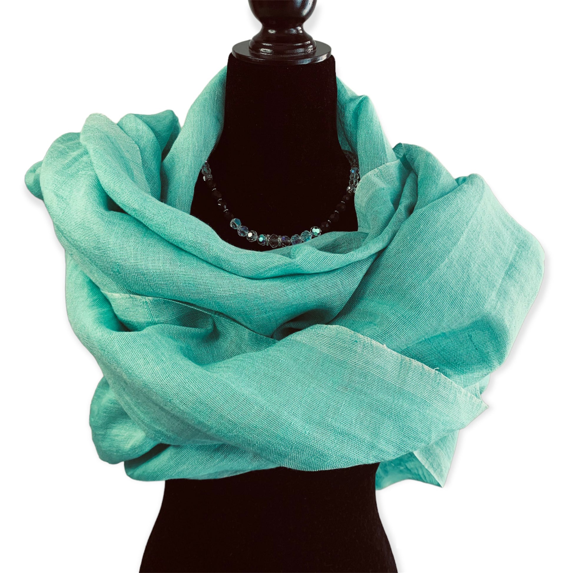 Handwoven Linen Scarf - Teal