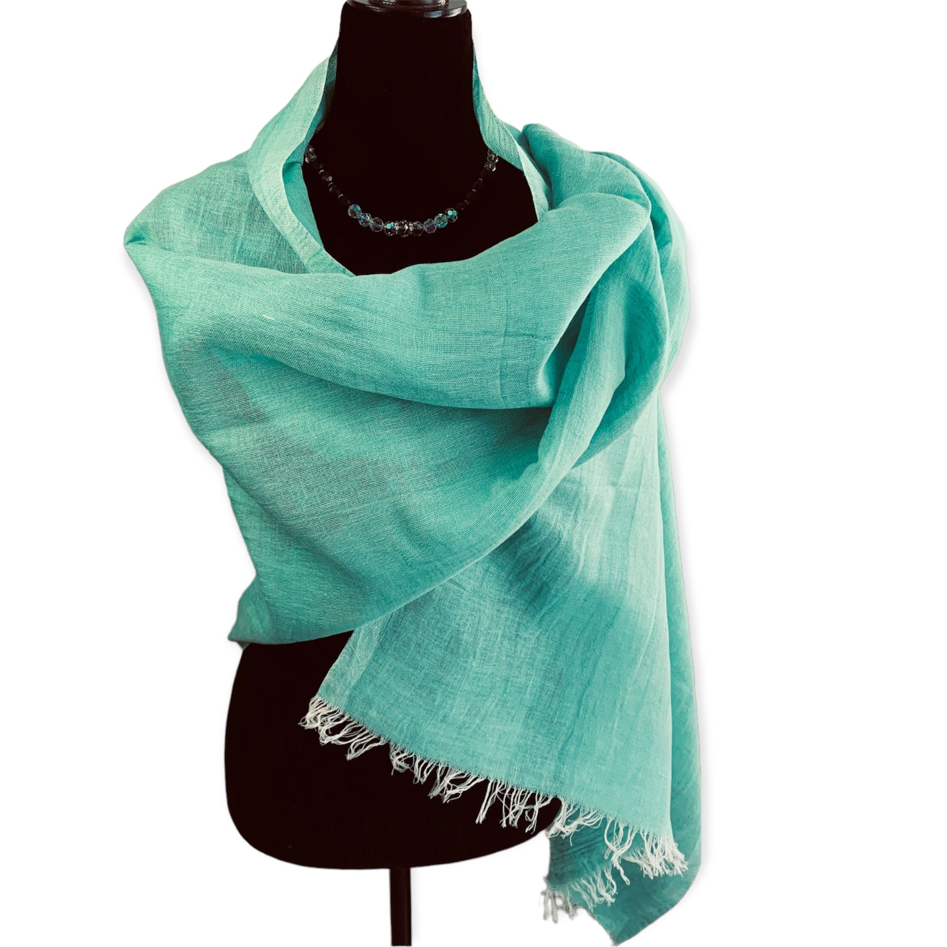 Handwoven Linen Scarf - Teal