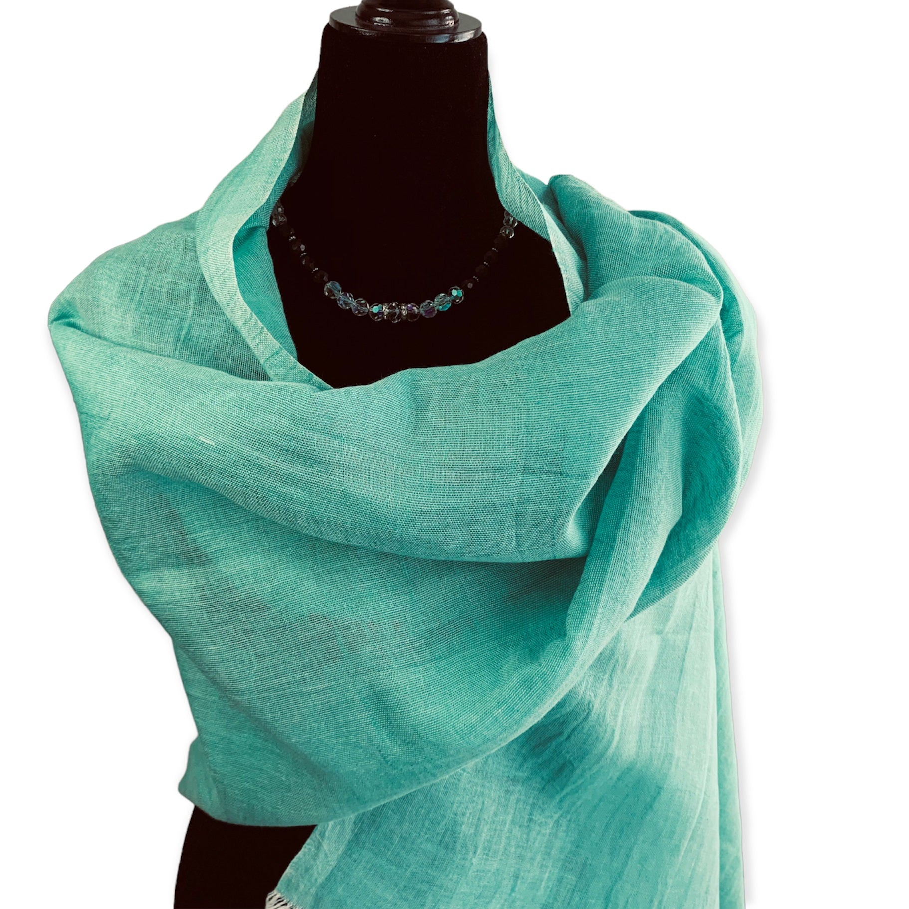 Handwoven Linen Scarf - Teal