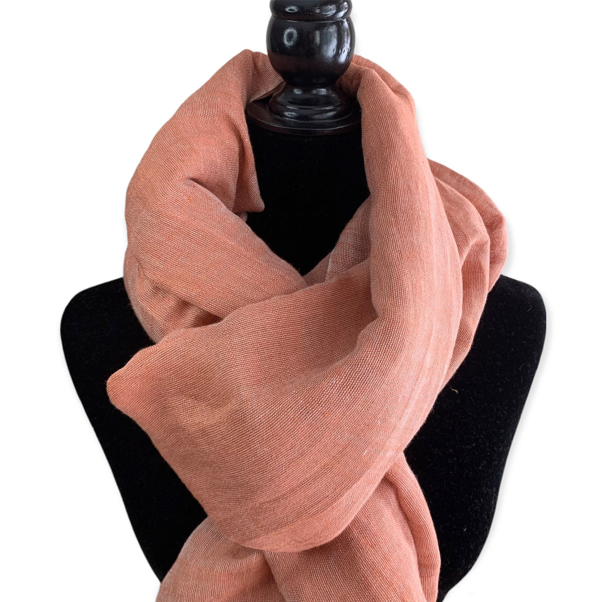 Handwoven Linen Scarf - Coral