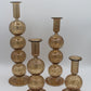 Long Stem Blown Glass Candle Holder With Baubles - Cinnamon