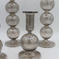 Long Stem Blown Glass Candle Holder With Baubles - Smoky