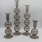 Long Stem Blown Glass Candle Holder With Baubles - Smoky