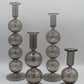 Long Stem Blown Glass Candle Holder With Baubles - Smoky