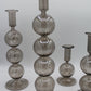 Long Stem Blown Glass Candle Holder With Baubles - Smoky