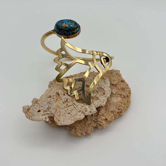 Handmade Brass Necklace, Bracelet & Ring Set - Lotus