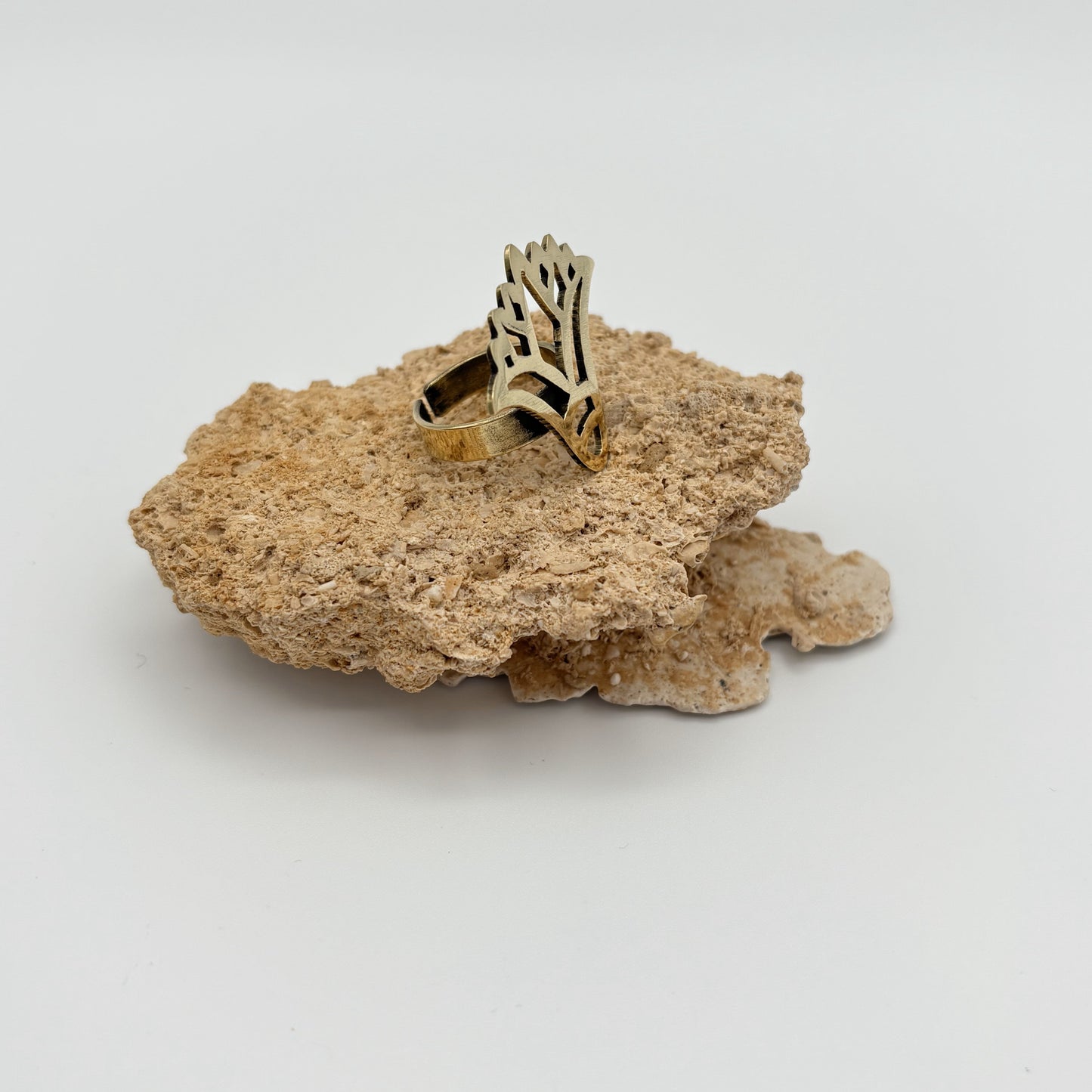 Handmade Brass Necklace, Bracelet & Ring Set - Lotus