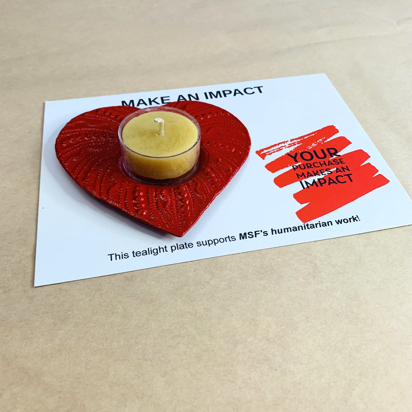 Impact Red Heart Tealight Plate