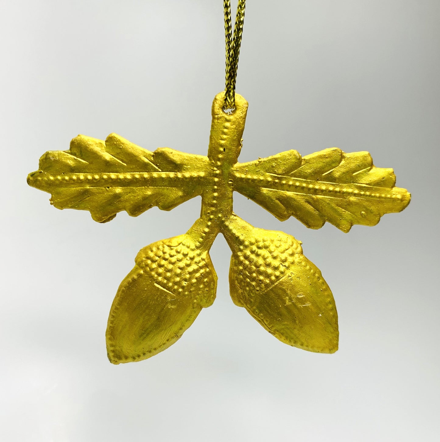 Eco-friendly Upcycled Metal Acorn Ornament, Ethically handmade