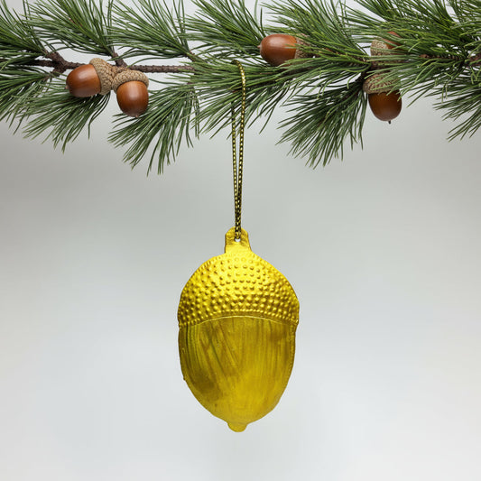 Eco-friendly Upcycled Metal Acorn Ornament, Etically handmade