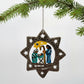 Upcycled Metal Nativity Ornament in a Star in Teal, Blue and Yellow Handcrafted by Artisans in Haiti