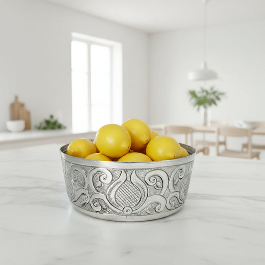 Metal Serving Bowl with Floral