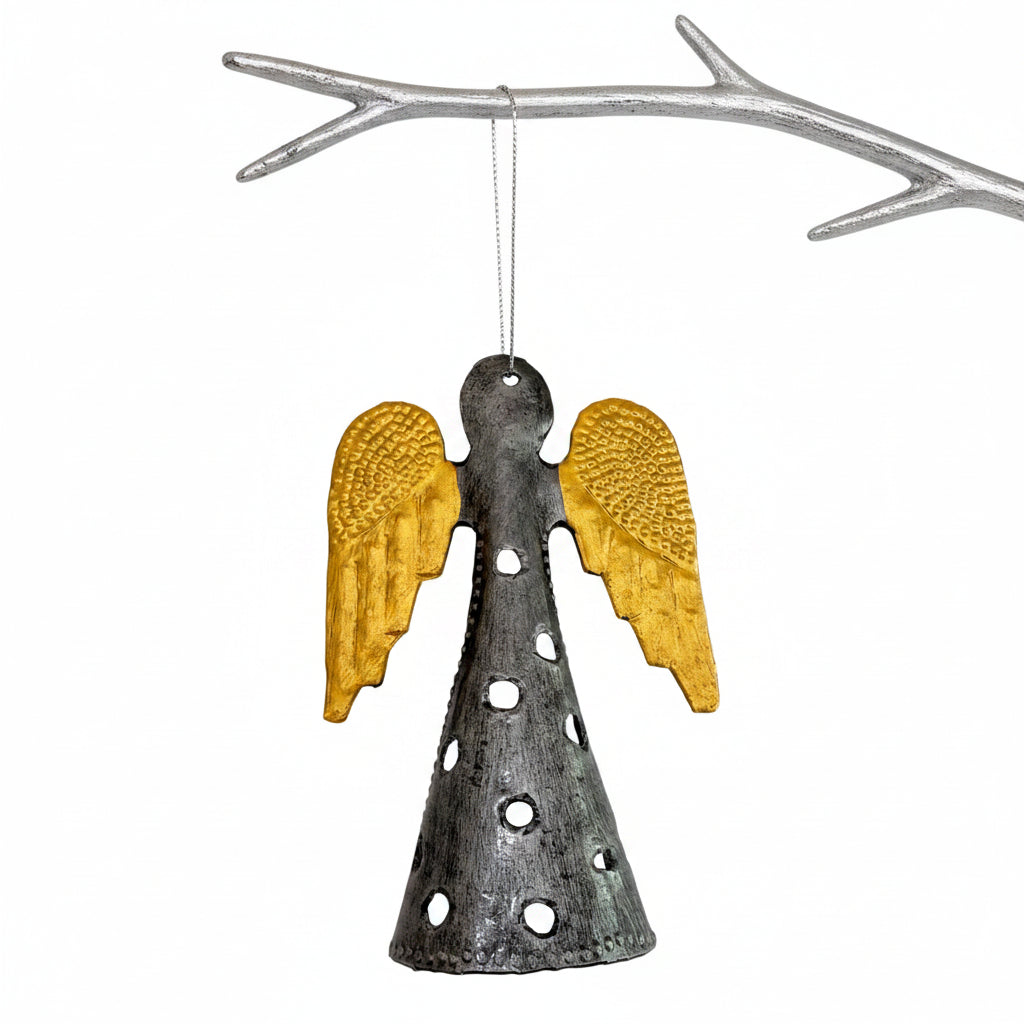 Upcycled Metal Ornament and Magnet - Angel in Gold
