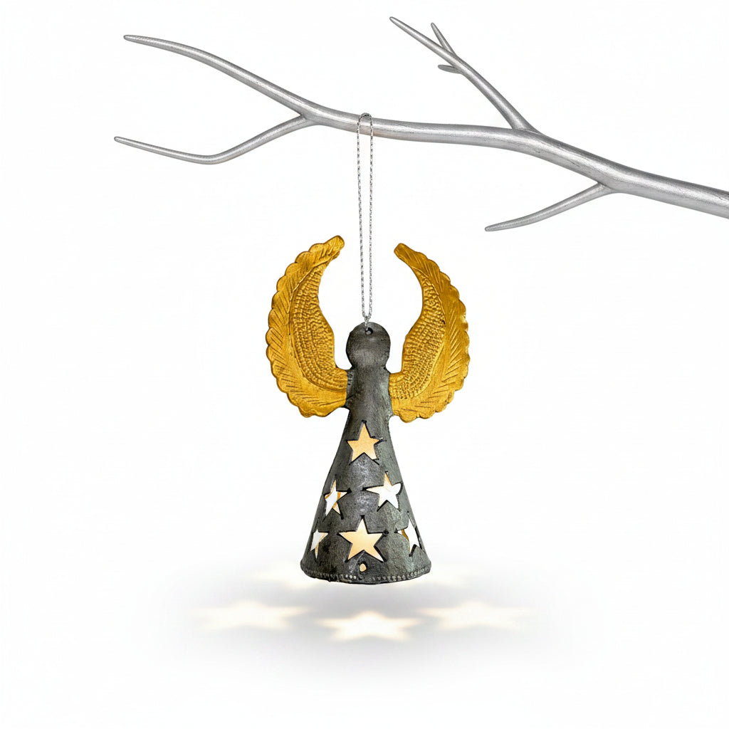 Upcycled Metal Ornament and Magnet - Angel in Gold