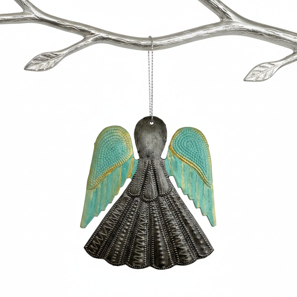 Upcycled Metal Ornament and Magnet - Angel in Color