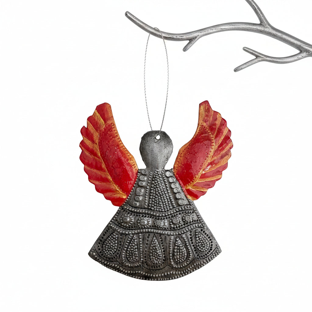 Upcycled Metal Ornament and Magnet - Angel in Color