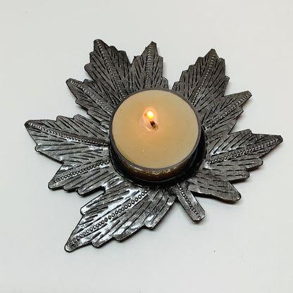 Metal Tealight Plate - Maple Leaf