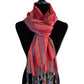 Mixed Striped Handwoven Bamboo Viscose Scarf - Red, Mustard & Mauve