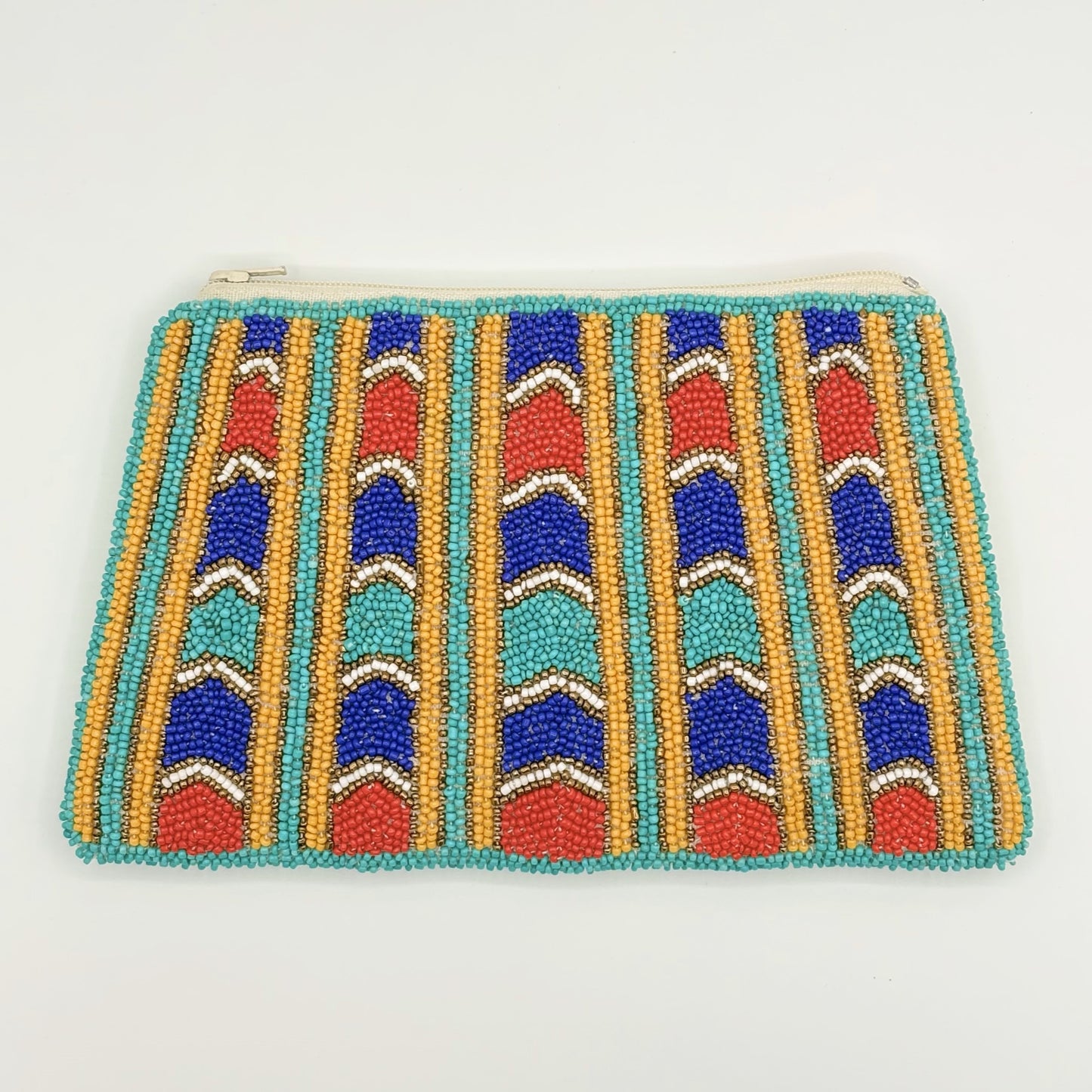 Nefertiti Hand-beaded Clutch - Blue & Red